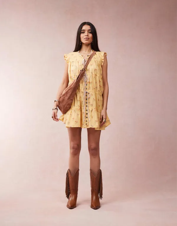Free People Sundown Ditsy Print Smock Mini Dress - Image 2