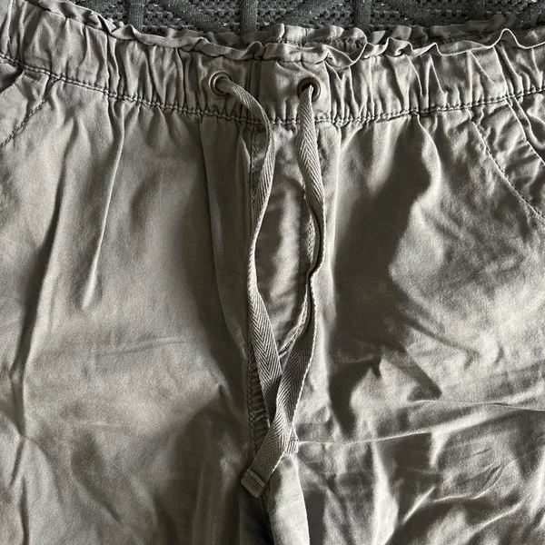 Women’s Size S Dark Grey Thin Cargo Pants with Drawstring Waistband - Image 2