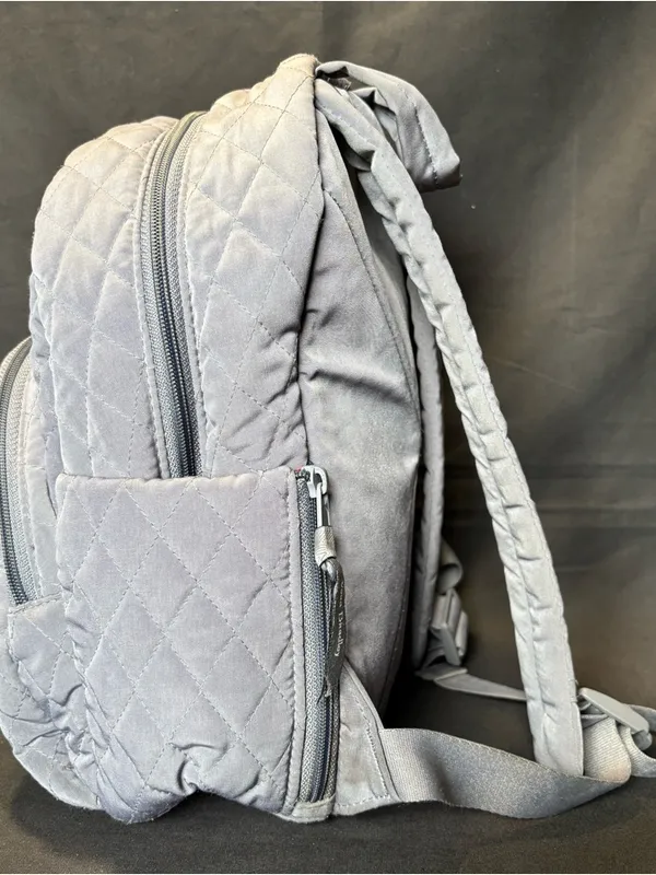 Vera Bradley Essential Compact Quilted Light Gray Mini Backpack - Image 3