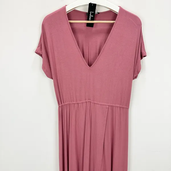 Lulus Easy for Me Rusty Rose Short Sleeve Maxi Dress Stretch Jersey Large NWT - Image 6