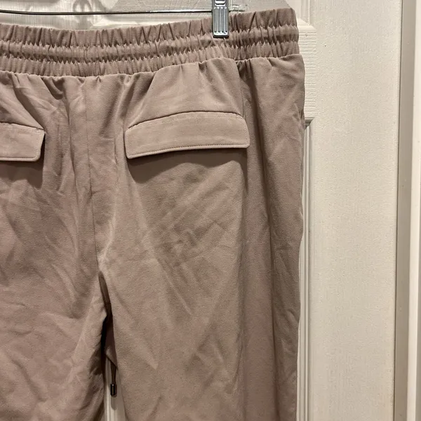 Nine West Womens Jogger Pants Large Taupe Tan Elastic Waist Drawstring Pockets - Image 5