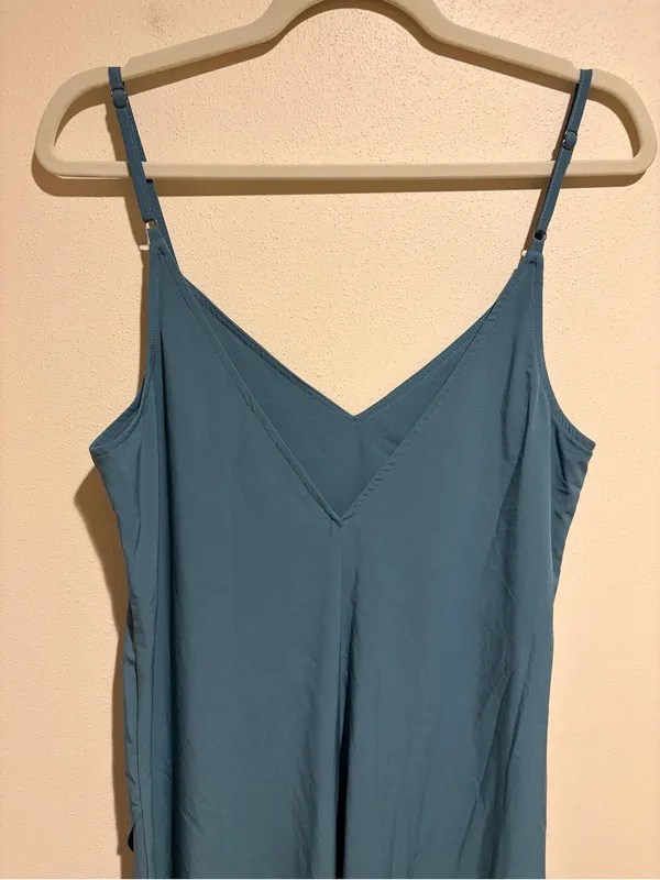 NEW Halara High Low Breezeful Flowy Maxi Dress Asymmetric Hem Teal Medium - Image 8
