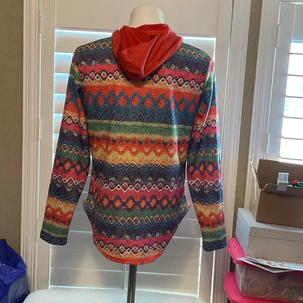 Colorful Patterned Women's Hoodie Red Size M - Image 6