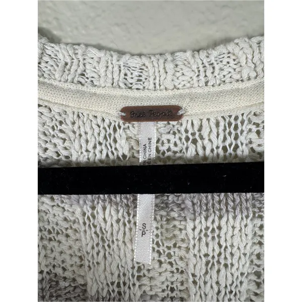 Free People Cream Grey Striped Chunky Knit Sweater Womens S Beachy Boho Summer - Image 11