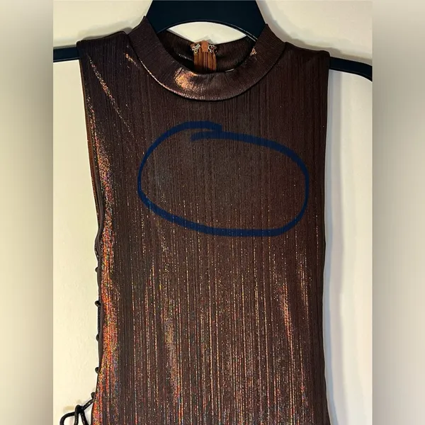 Revolve NWT Superdown Theresa Lace-Up Dress Bronze Metallic, size XS - Image 8