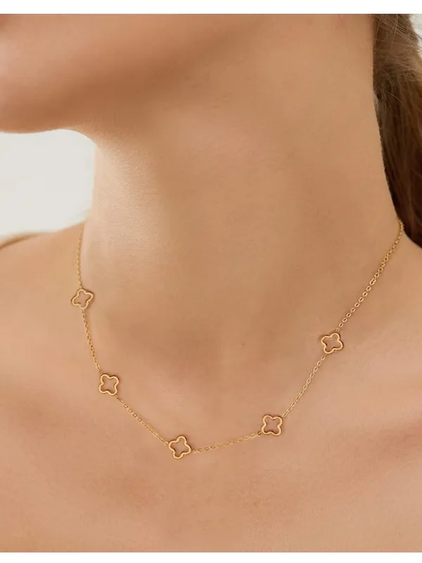 Anthropologie NEW Gold clover necklace adjustable - Image 2