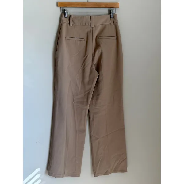 Favorite Daughter The Favorite Pant Pleated Wide Leg High Waist Beige Trouser 2 - Image 3