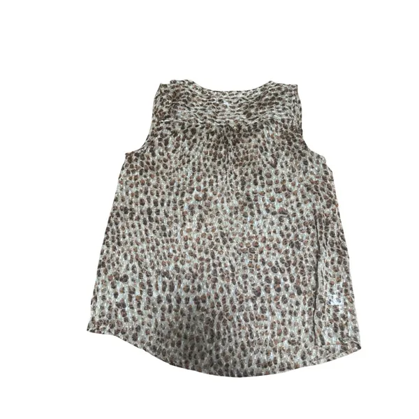 LOFT‎ Women's Medium Sleeveless Top Brown Animal Print Ruffle Blouse - Image 2