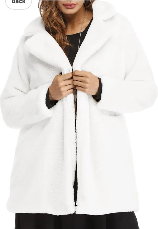 TOPONSKY Womens Winter Warm Lapel Faux Fur With Inner Lining & Buttons Coats from Amazon. Worn once for wedding - Image 4