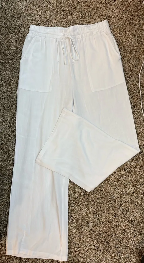 White Linen Pants Short Amazon - Image 2
