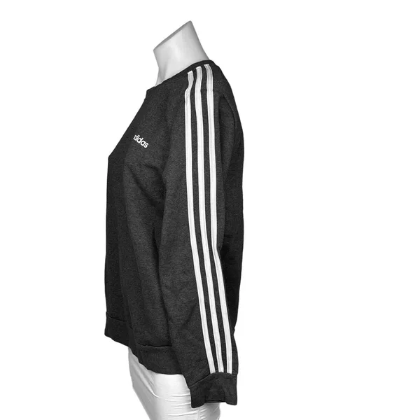 Adidas Women's Grey Striped Long Sleeve Logo Pullover Sweatshirt Sweater Top L - Image 2