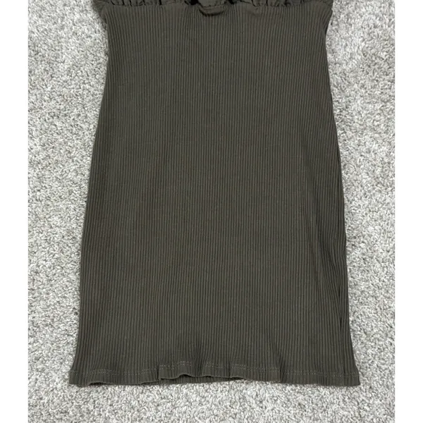Free People FP Beach Rodeo Ribbed Wrap Mini Dress Bodycon Olive Green Size M - Image 6