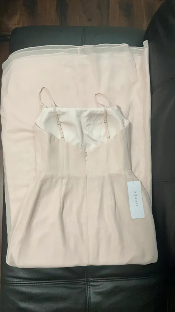 Azazie NWY TAYLA Sheath Square Neckline Chiffon Floor-Length Blushing Pink Sz A4 - Image 9