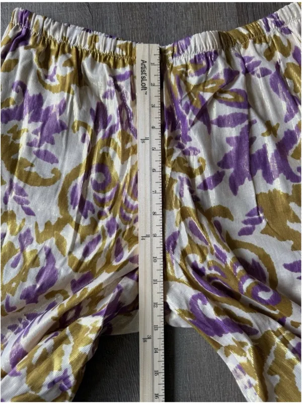 Zara Cream, Gold & Purple Floral Two-Piece Pantsuit set - Image 5