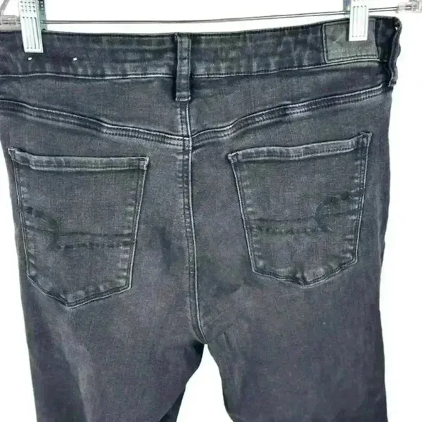 American Eagle Women's Black Skinny Jeans‎ Size 14 Long Stretch Mid Rise - Image 6