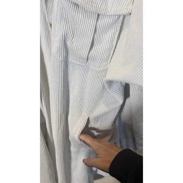 Ashley by 26 International Duster Shirt Jacket Long‎ Light Gray Corduroy Large - Image 9
