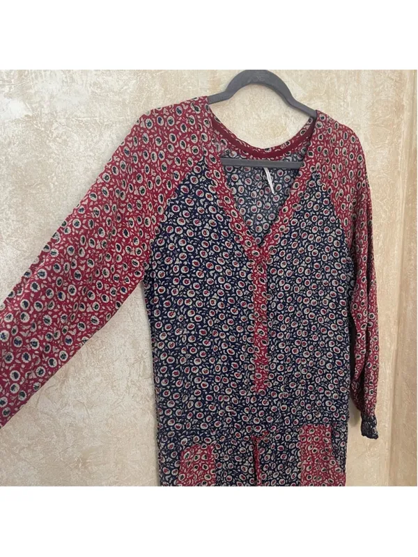 Free People Y2K Leia Floral Jumpsuit Village Country Style Boho Cottagecore Sz S - Image 14
