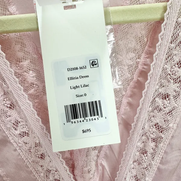 LoveShackFancy Ellitia Dress Victorian Lace Maxi Light Lilac Viscose US 0 NWT - Image 10