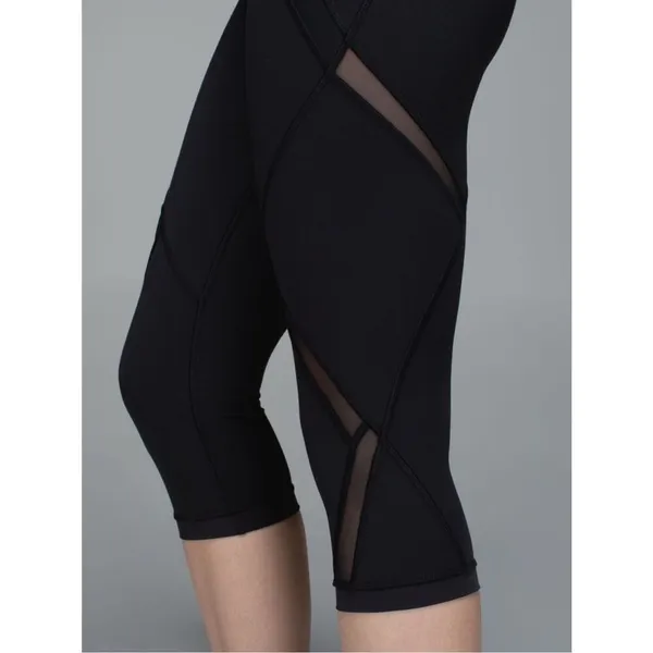 Lululemon Cool To Street Crop Mesh Leggings Black Cropped Active Tights Size 8 - Image 4
