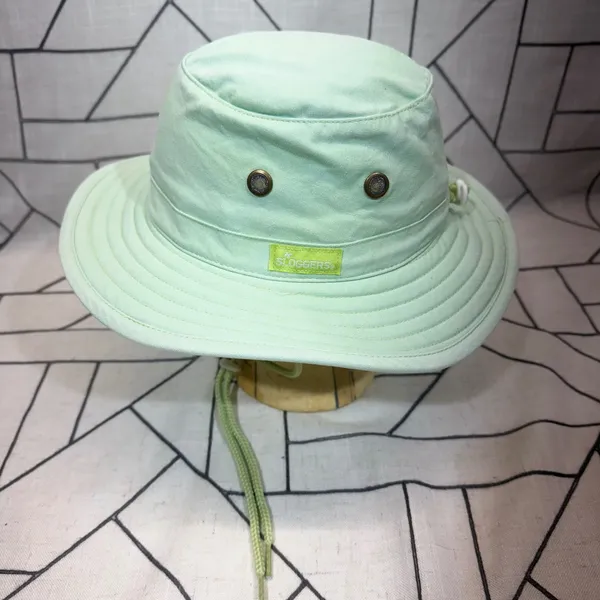 FADED Sloggers Sun Hat OS Mint‎ Green Cotton Wide Brim Chin Strap Gardening - Image 2