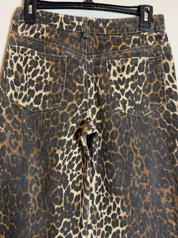 Edikted Leopard Printed Low Rise Baggy Jeans Women's XS Festival Fun Bold Trendy - Image 12