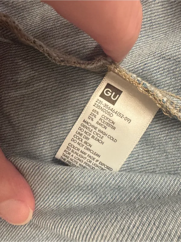 GU Denim Open Collar Shirt Blue - Image 6