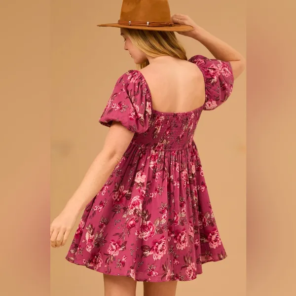 NWT Altar'd State Ashleigh Smocked Mini Dress with Puff Sleeves - Image 4