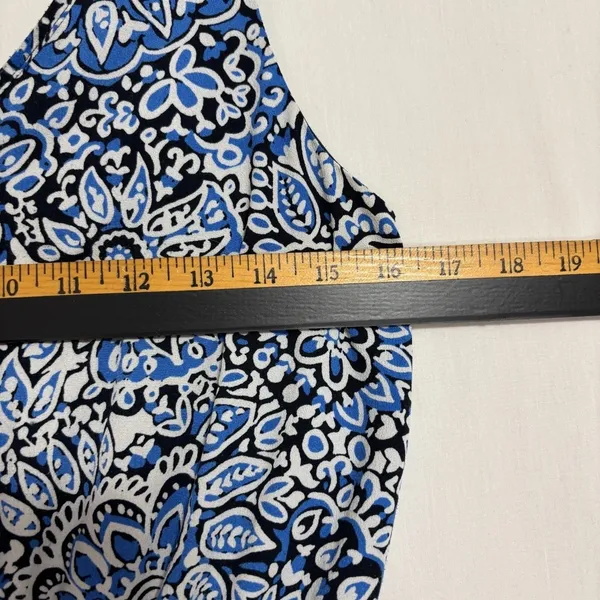 LOFT Maxi Dress Blue Paisley Criss Cross Back Boho Wedding Party‎ Coastal M - Image 6
