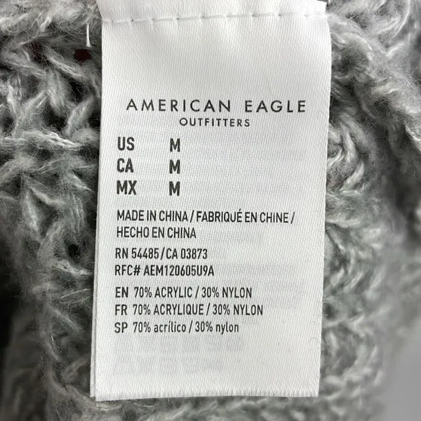 American Eagle Open knit crew neck pulloverer sweaterter gray Medium oversized - Image 7