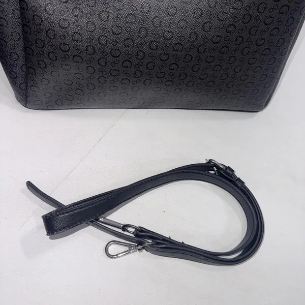 Y2K GUESS Black Monogram‎ Old Money Classic Designer Chic Satchel Purse Bag - Image 2