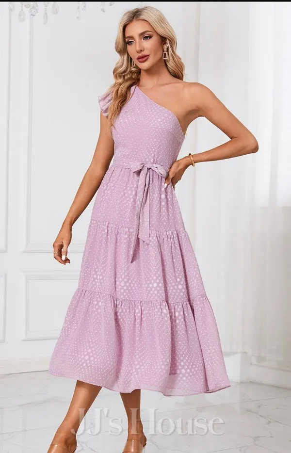JJ’s House One-Shoulder Chiffon Dress - Image 3