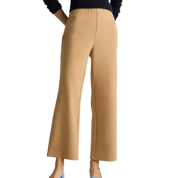 Quince Organic Cotton Double Knit Wide Leg Pants Soft Camel Work Casual Size XS - Image 2