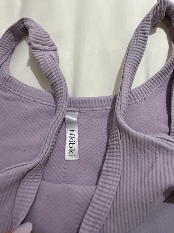 NIKIBIKI Women's Chevron Ribbed Crop Tank Top Purple - Image 3