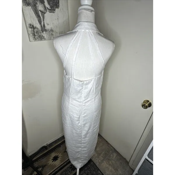 Carol Little White Linen Romantic Maxi Sz 14 Floral Embroidered Minimalist Dress - Image 6