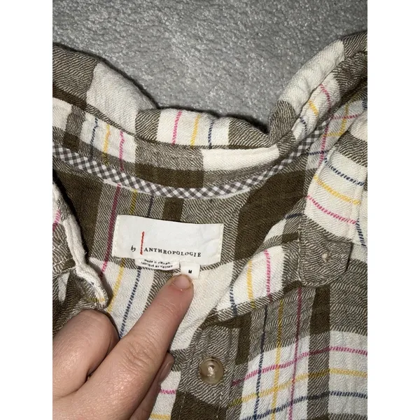 Anthropologie Tunic Top Shirt Medium Isadora‎ Popover Stretch Checkered Gauze - Image 4