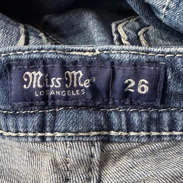 Miss Me SZ 26 Mid-Rise Boot Jeans Distressed Whiskered Stretch Zip-Fly Pockets - Image 10