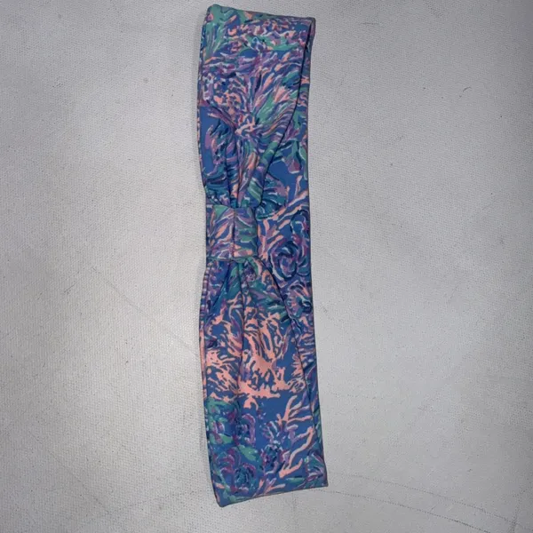Lilly Pulitzer Twist Wrap Headband Chick Magnet Blue Floral Print Hair Accessory - Image 11