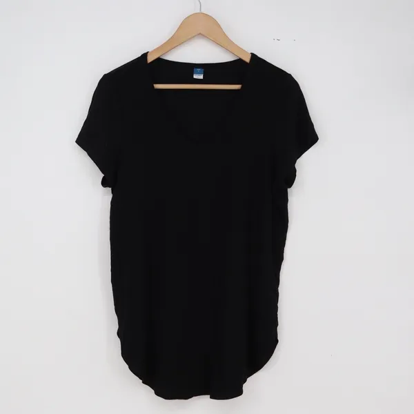 Old Navy T-Shirt Womens Small Luxe Black V-Neck Curved Hem Excellent - Image 2