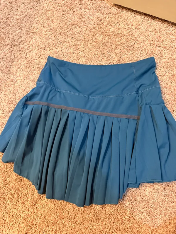 Pleated Teal Blue Womens Skirt - Image 2
