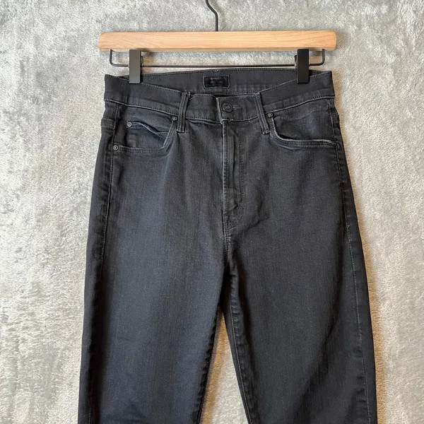 Mother The Stunner Double Zip Ankle Step Fray‎ Jeans in Not Guilty Black Sz 27 - Image 3