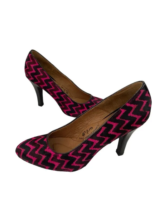 -Sofft Moselle Heels Womens Size 7.5 Pink Black Wave Stripe Calf Leather Pump - Image 10