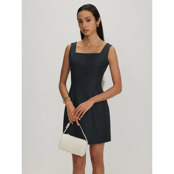 Commense Preppy Bow Backless Tank Charcoal Gray Minimalist Dress NWT Large - Image 11