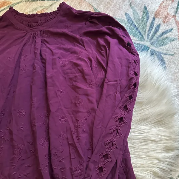 TORRID Challis Embroidered Cut Out Long Sleeve Blouse - Image 7