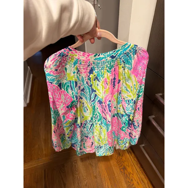 Lilly Pulitzer Elsa silk blouse in the "Let's Cha Cha" medium - Image 5