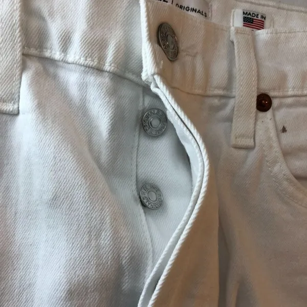 Re/Done Womens Jeans High Rise Ankle Crop Stretch Button Fly White 28 - Image 9