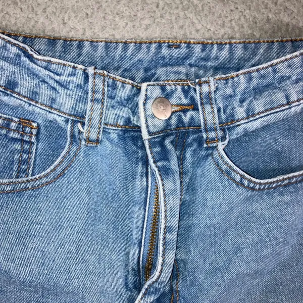 High Waist Straight Leg Jeans Women 25x28.5 Blue Retro Y2K Indie Released Hem - Image 12