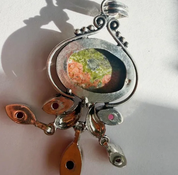 Handmade silver unique necklace with stone pendant - Image 3
