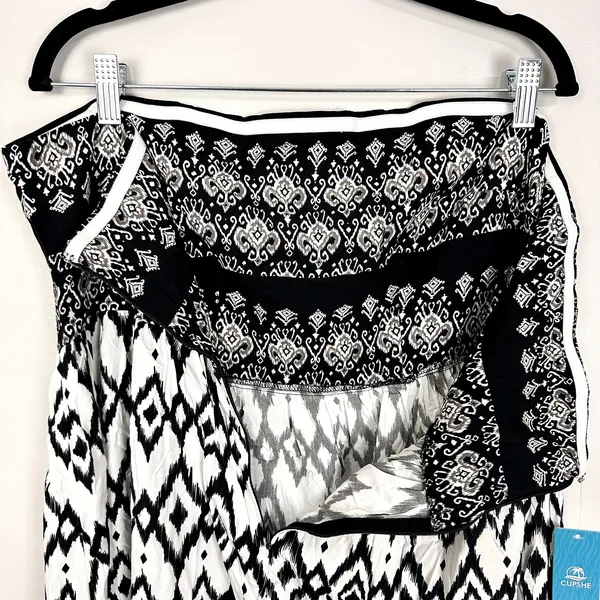 Cupshe Black & White Geo Sleeveless Maxi Tube Dress XL NWT Resort Boho Spring - Image 7