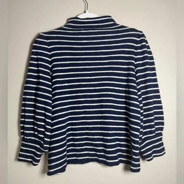 Madewell Balloon Sleeve Mockneck Stripped Sweater Shirt Sz S - Image 8