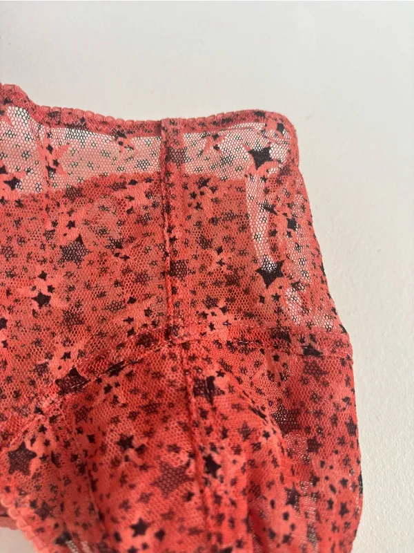 Free People Intimately Red Bralette Mesh Lace Dainty Stars Festival Concert - Image 3